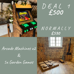 Arcade machine and garden games hire package for weddings and events in Yorkshire