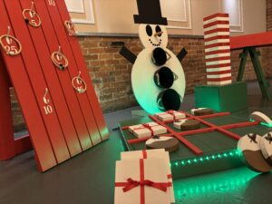 Christmas garden game hire set up for a corporate Christmas party in Yorkshire