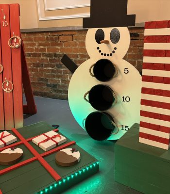 Christmas garden games set up for a corporate Christmas party in Yorkshire